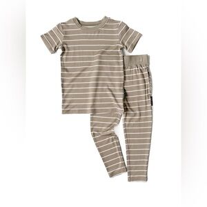 NIB Little Bipsy x Babybreez Short Sleeve 2 Piece Pinstripe Kids Pajama Set 4T